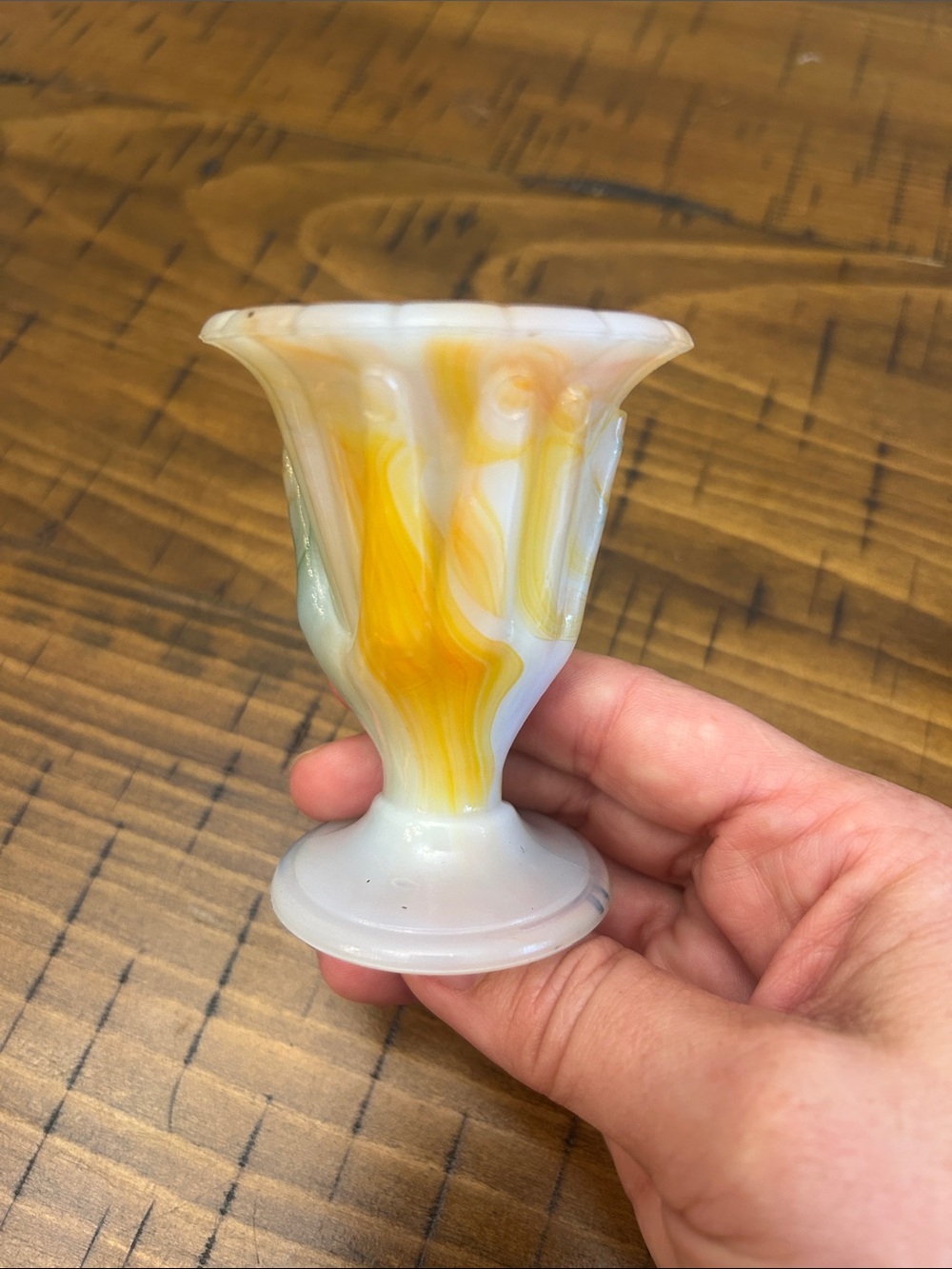 Vgt Akro agate slag glass toothpick holder.